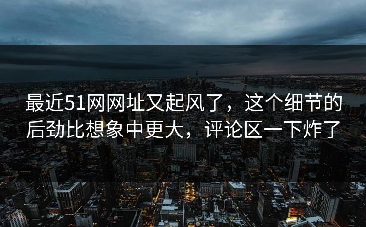 最近51网网址又起风了，这个细节的后劲比想象中更大，评论区一下炸了
