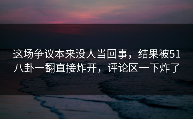 这场争议本来没人当回事，结果被51八卦一翻直接炸开，评论区一下炸了