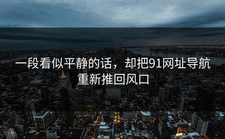 一段看似平静的话，却把91网址导航重新推回风口