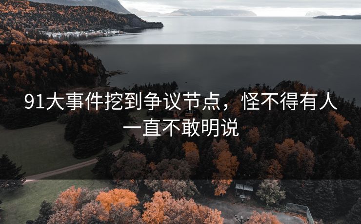 91大事件挖到争议节点，怪不得有人一直不敢明说