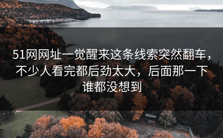 51网网址一觉醒来这条线索突然翻车,不少人看完都后劲太大,后面那一下谁都没想到 51网网址一觉醒来这条线索突然翻车,不少人看完都后劲太大,后面那一下谁都没想到