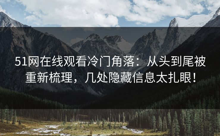 51网在线观看冷门角落：从头到尾被重新梳理，几处隐藏信息太扎眼！