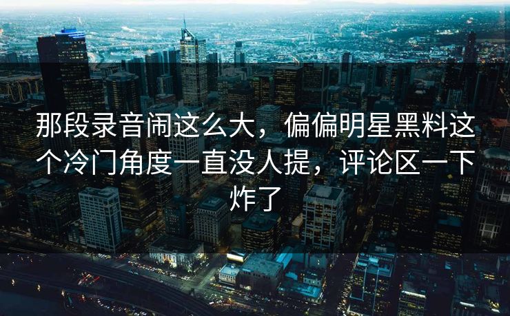 那段录音闹这么大，偏偏明星黑料这个冷门角度一直没人提，评论区一下炸了