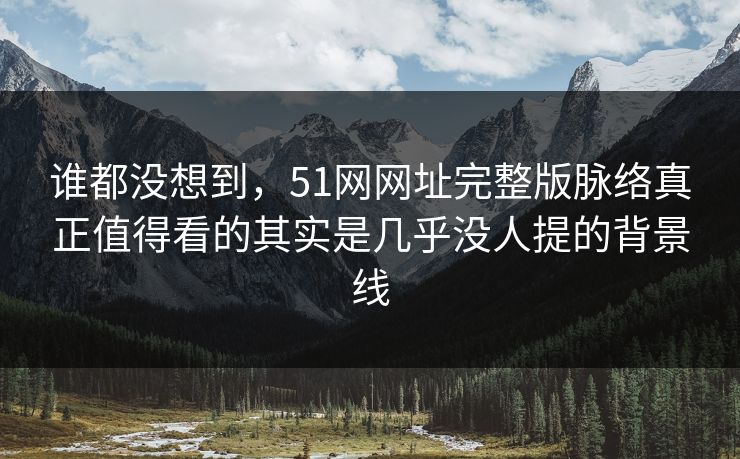 谁都没想到，51网网址完整版脉络真正值得看的其实是几乎没人提的背景线
